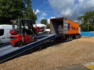 Lorry being loaded at the warehouse